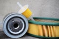 Auto parts accessories: oil , fuel or air filter for engine car Royalty Free Stock Photo