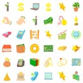 Filthy lucre icons set, cartoon style