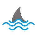 Fin Shark above the Water. Vector logo design template