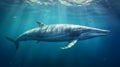 Close up of a Fin Whale swimming in the deep Ocean. Natural Background with beautiful Lighting Royalty Free Stock Photo