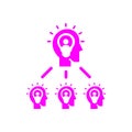 Bulb, light , business light, idea, team, Creative business idea magenta color icon Royalty Free Stock Photo