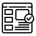 Final beta version icon outline vector. Approved website version