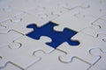 Final blue jigsaw piece Royalty Free Stock Photo