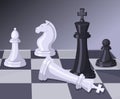 Final of chess game. Checkmate on chess board. Business concept Royalty Free Stock Photo