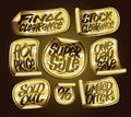 Final clearance, super sale, hot price,one day sale, limited offer - golden stickers