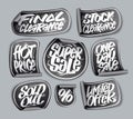 Final clearance, super sale, hot price, sold out, limited offer - stickers set