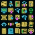 Final exam icons set vector neon Royalty Free Stock Photo