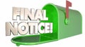 Final Notice Bill Due Warning Words Mailbox Royalty Free Stock Photo