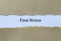 Final notice on paper