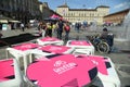 Final preparations for the start of 104th edition of the Giro d`Italia, a three-week Grand Tour cycling stage race