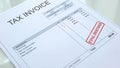 Final reminder seal stamped on tax invoice commercial document, business bills