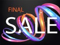 Final sale banner with colorful levitating ribbons.