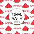 Final sale poster with with colorful watermelons and words summer. Royalty Free Stock Photo