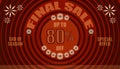 Final sale up to 80% end of year special offer. vintage retro style. small to big circle from center. creative poster design.