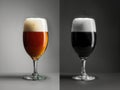 Final shot of two beer glasses side by side, highlighting their golden contents Royalty Free Stock Photo