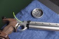 Top view of Air pistol and pellets Royalty Free Stock Photo