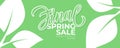 Final Spring Sale. Springtime season commercial background with hand lettering and spring leaves.