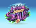 Final summer sale banner mockup with glossy 3D lettering against blue sky