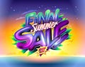 Final summer sale banner vector mockup with glossy 3D lettering