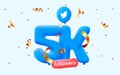 5k followers thank you Twitter 3d blue balloons and colorful confetti.