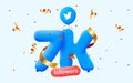 7k followers thank you Twitter 3d blue balloons and colorful confetti.