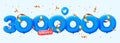 30000000 followers thank you Twitter 3d blue balloons and colorful confetti.