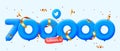 700000 followers thank you Twitter 3d blue balloons and colorful confetti. Royalty Free Stock Photo