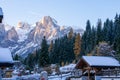 Finally winter has arrived in Val di Fassa Royalty Free Stock Photo