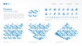 Finance, bank account modular isometric constructor. Seamless pattern base, line icon, character set. Money, tax, stock