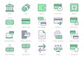 Finance banking simple line icons. Vector illustration with minimal icon - wallet, bunch cash, credit card, safe