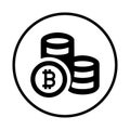 Finance, bitcoin icon / black vector