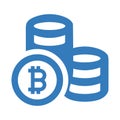 Finance, bitcoin icon / blue color