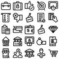 Finance bold outline vector icons set included banking and digital banking every single icon can be easily modified or edited