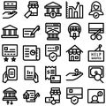 Finance bold outline vector icons set included banking and digital banking every single icon can be easily modified or edited