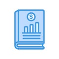 Finance book icon in blue style about marketing and growth for any projects Royalty Free Stock Photo