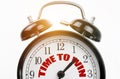 On the dial of the alarm clock the inscription - TIME TO WIN Royalty Free Stock Photo