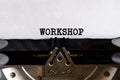 Vintage typewriter with typed text - WORKSHOP  on a sheet of paper Royalty Free Stock Photo