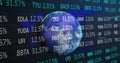 Finance and business data over earth. Royalty Free Stock Photo