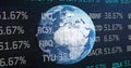 Finance and business data over earth. Royalty Free Stock Photo