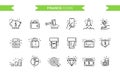 Finance, business icons set isolated. Line art. Editable. Signs and symbols. Modern simple style. Phone, piggy bank, money, start Royalty Free Stock Photo