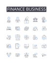 Finance business line icons collection. Accounting industry, Banking world, Investment domain, Mtary sector, Financial