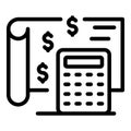 Finance calculator broker icon, outline style