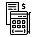 Finance calculator icon outline vector. Money freedom