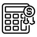 Finance calculator icon outline vector. Poor people