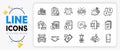 Finance calculator, Phishing and Translate line icons. For web app. Vector