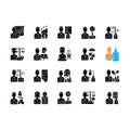 Finance careers and jobs black glyph icons set on white space