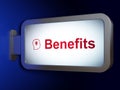 Finance concept: Benefits and Head With Lightbulb on billboard background Royalty Free Stock Photo