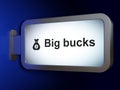 Finance concept: Big bucks and Money Bag on billboard background