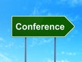 Finance concept: Conference on road sign background Royalty Free Stock Photo