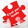 Finance concept: Cost Per Leads on puzzle background